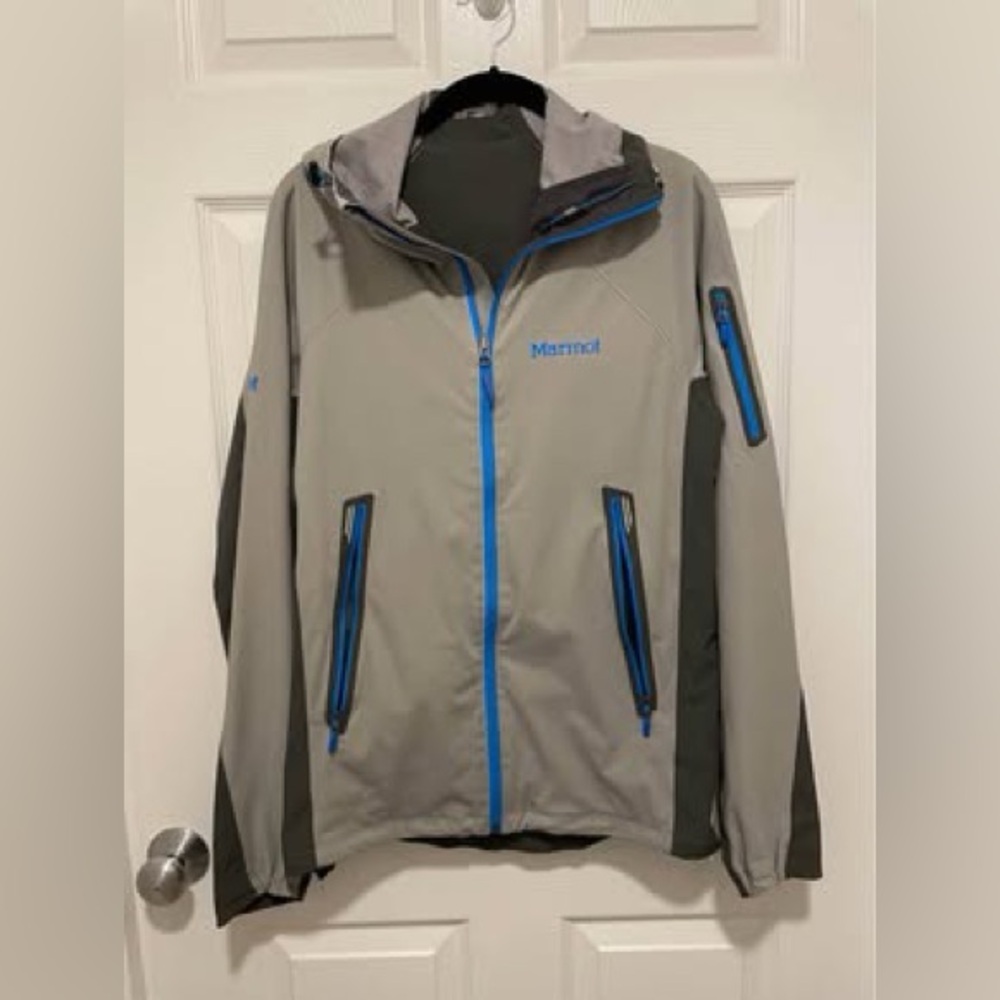 Marmot Men's Performance Jacket in Gray with Blue Details